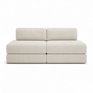 Canapé modulable 2 places beige en velours côtelé polyester 180 x 95 x 70 cm