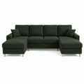 Canapé panoramique modulable 5 places vert foncé en velours côtelé polyester 300 x 155 x 85 cm