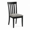 Chaise de salle à manger noire en bois massif d'hévéa avec assise rembourrée grise 43 x 52 x 94 cm