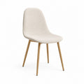 Chaise de salle à manger beige en polyester avec pieds en bois d'hévéa 47 x 55 x 84 cm