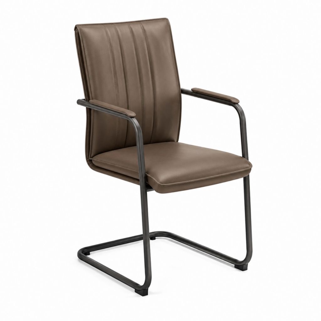 Chaise de salle à manger avec accoudoirs marron en similicuir PU et acier 58 x 63 x 96 cm