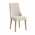 Chaise de salle à manger beige en polyester avec pieds en bois massif 48 x 58 x 92 cm