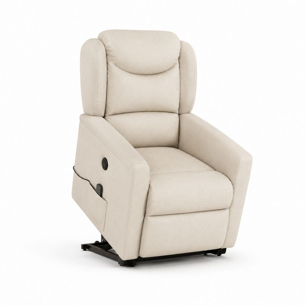Fauteuil relax électrique inclinable beige en polyester 85 x 96 x 104 cm