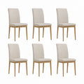 Lot de 6 chaises de salle à manger beige en polyester et hêtre massif 45 x 55 x 96 cm