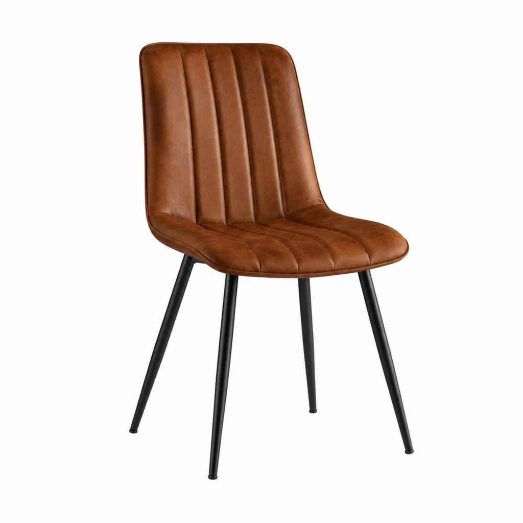 Chaise de salle à manger marron en similicuir PU avec pieds en acier 86 x 46 x 55 cm