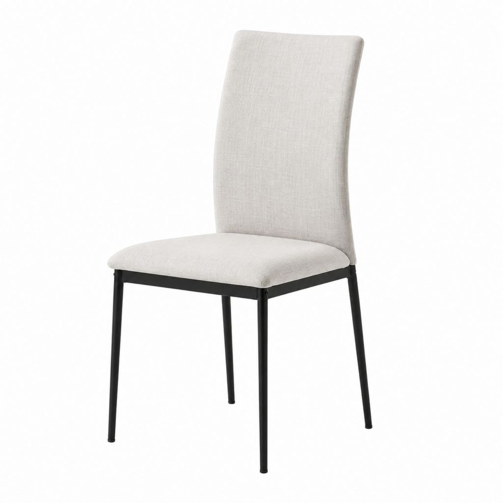 Chaise de salle à manger beige en polyester avec pieds en acier noir 46 x 57 x 98 cm