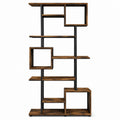 Bibliothèque étagère asymétrique marron et noir en panneaux MDF et acier 80 x 30 x 180 cm