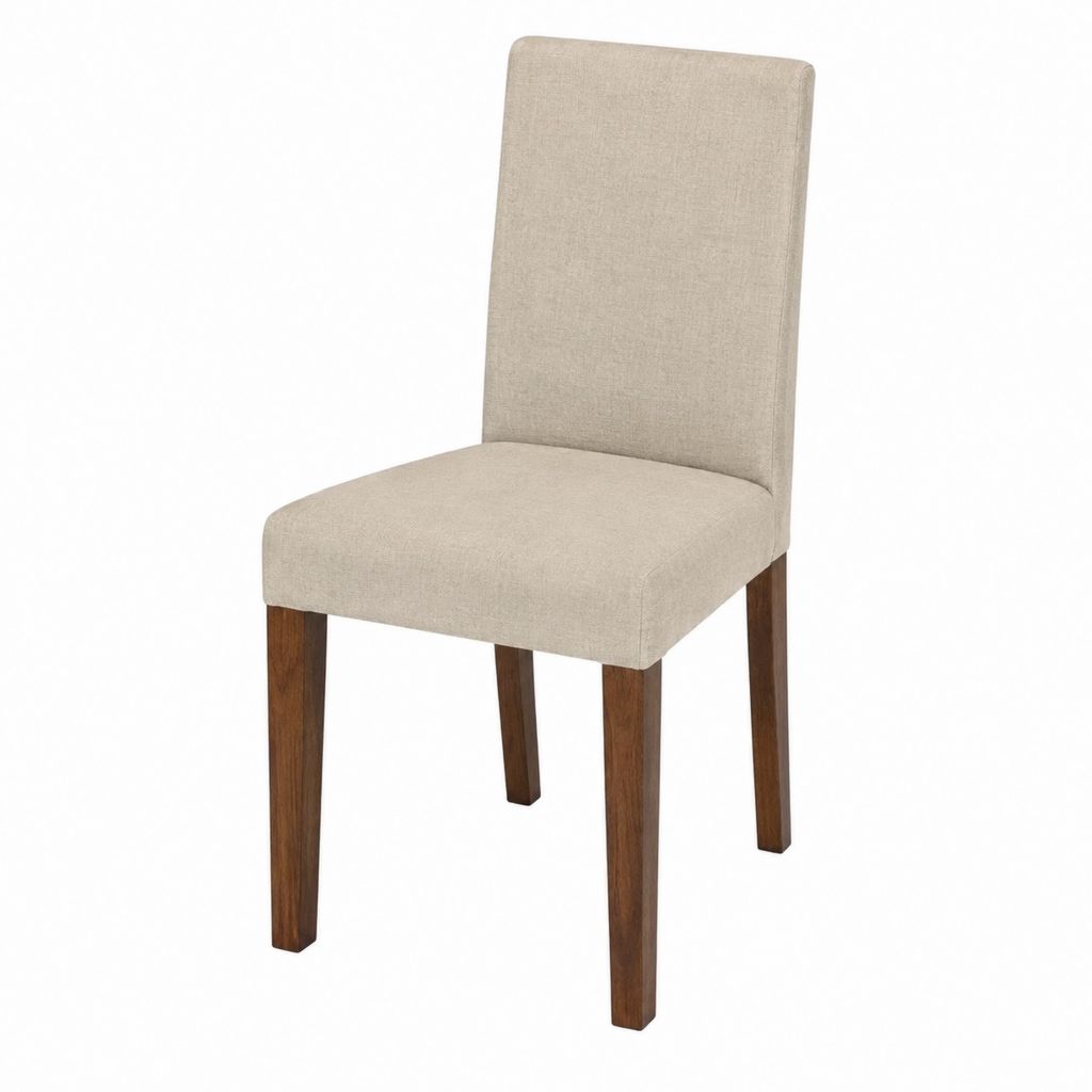 Chaise de salle à manger beige en polyester avec pieds en bois massif 45 x 55 x 100 cm