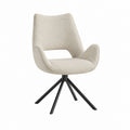 Chaise de salle à manger pivotante beige en polyester bouclé avec piètement acier noir 58 x 61 x 85 cm