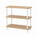 Bibliothèque à 3 étagères chêne clair et blanc en panneaux MDF 80 x 30 x 90 cm
