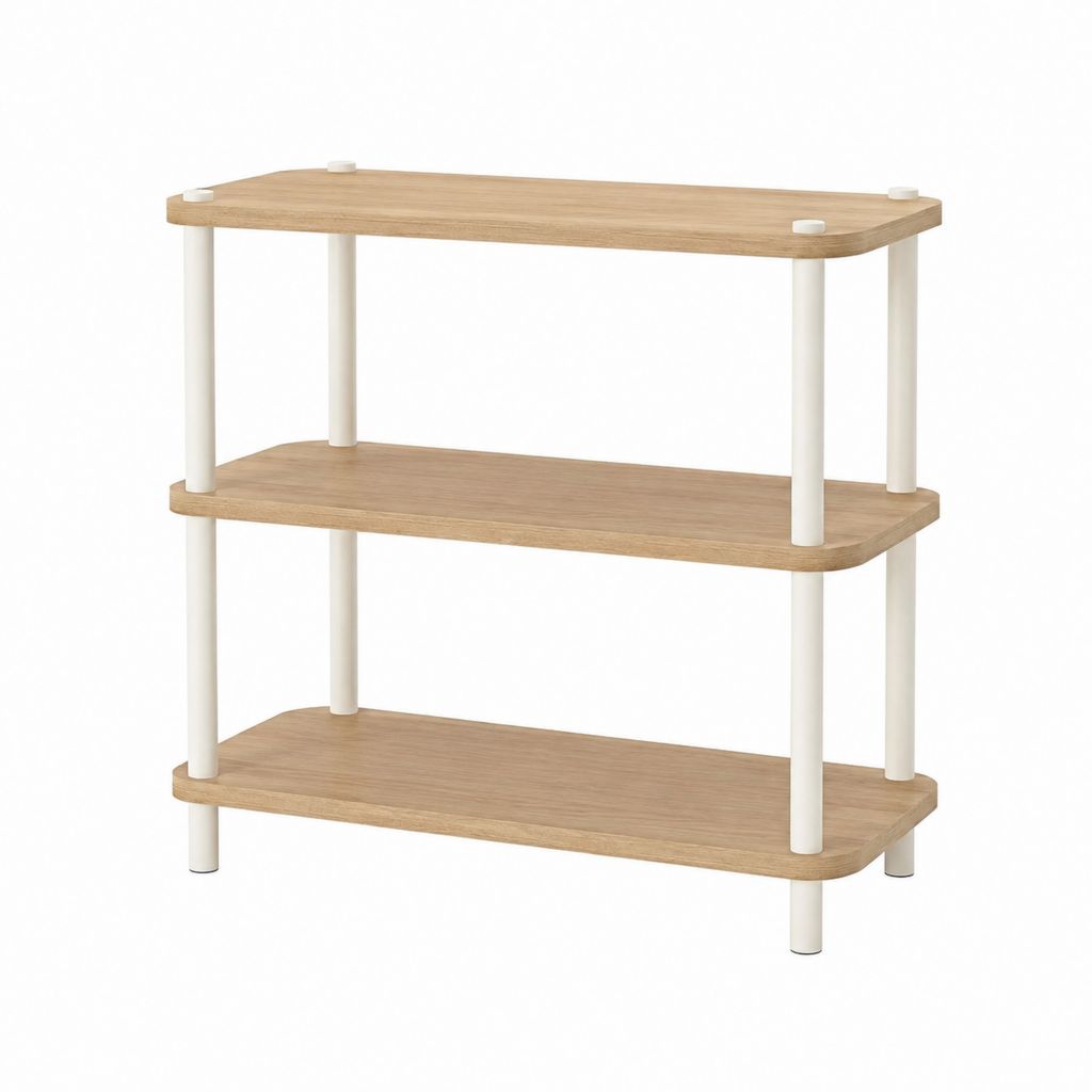 Bibliothèque à 3 étagères chêne clair et blanc en panneaux MDF 80 x 30 x 90 cm