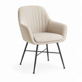 Chaise de salle à manger avec accoudoirs beige en polyester et acier 58 x 61 x 82 cm