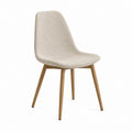 Chaise de salle à manger beige en polyester avec pieds en hêtre massif 46 x 55 x 86 cm